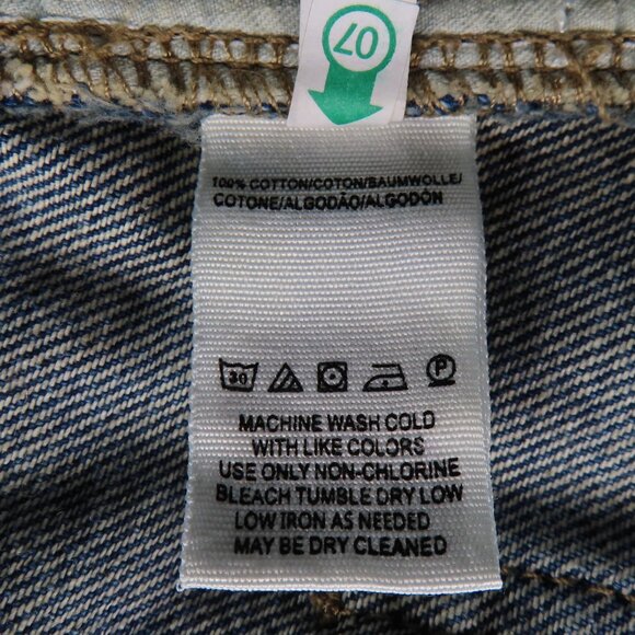 We the Free Zip it Up Denim Mini Skirt Distressed Frayed Raw Hem Blue Size 28 - Picture 9 of 12